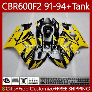 Corpo + serbatoio per HONDA CBR600 CBR 600 F2 FS Giallo nero CC 600F2 91 92 93 94 Carrozzeria 63No.79 CBR600F2 CBR600FS 600CC 1991 1992 1993 1994 600FS CBR600-F2 91-94 Kit carenature