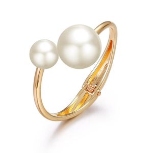 Bracelete de cor de ouro para mulheres jóias bonitas com dissimmetria pérola senhoras moda pulseira pulseira