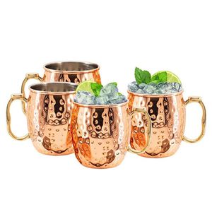 Moscou Moscou Mule Copper Canecas 18 onças de caneca martelada Creer copo Coffee BarWare Supplies