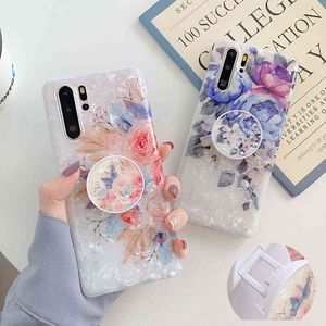 Vintage Flower Phone Fodral För Samsung S21 Plus S20 S10E S10 S9 S8 Plus Flexibel Vikad Hållare Mjukt Dream Shell Cover