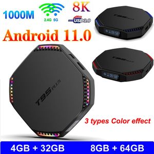 T95 Plus Android 11.0 Caixa de TV inteligente 8GB RAM 64GB ROM RK3566 Quad Core 4G32G 8K Media Player 1000m 2.4 / 5G Dual Band Wifi BT 4.0 Conjunto de caixas superiores com exibição