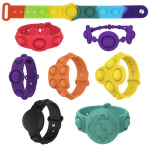 kids silicone bracelet Fidget Party Favor fun pressure relief toy at work unpack flip key ring jigsaw puzzle press finger foam band WY1612