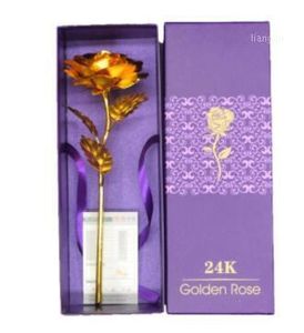 Gold Foil Plated Rose Golden Dipped Flore Artificiales Artificial Flower Wedding Decoration
