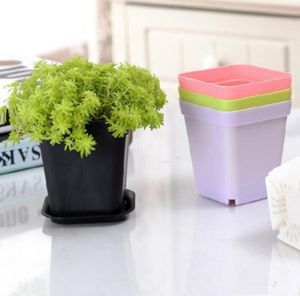 Mini Flower Pots With Chassis Colorful Plastic Nursery Pot Flowers Planter For Gerden Decoration Home Office Desk Planting ZZE6141