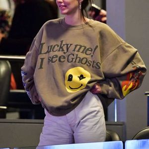 Kendall Jenner Kleidung Sweatshirt Ich sehe Geister Hip Hop Pullover Sweatshirts Kardashian Streetwaear Frauen Graffiti Flame Hoodies X0721