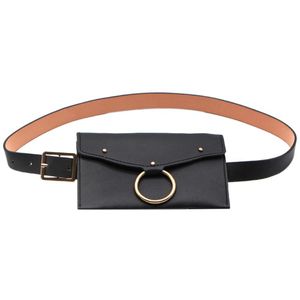 Plånböcker Kvinnor Midja Bag Soft PU Pack Girl Fashion Belt Travel Pouch Fanny Money Bags (Svart)