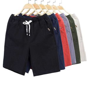 Letnia Męska Moda Bawełniana Casual Shorts Mężczyźni Sznurek Talii Czarny Khaki Mężczyźni Spodenki Duży Rozmiar Mężczyźni 4XL 5XL 210528