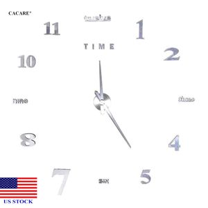 Reloj de pared de bricolaje Moderno grande D Negro Número etiqueta Inicio Oficina Decoración Reloj H0020 EE UU