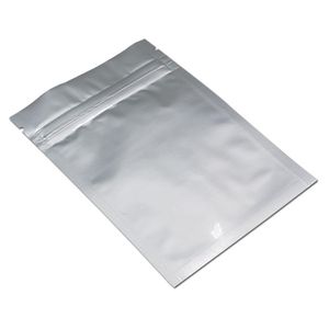 2021 8.5x13 cm 100pcs silver återförsäljbar mat långsiktiga förvaringspåsar mylar folie aluminium dragkedja förpackning påse folie baggie för baka produkt