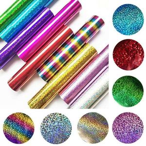 Adesivi decorativi di qualità Rainbow Color 25 * 30 cm Glitter Schede di trasferimento di calore Paillettes HTV Iron su Vinyl per fai da te cricut maglietta 8 colori vibranti carta stampata