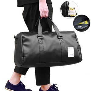 Resväska bära på bagage duffel s stora PU läder tote bälte helg crossbody över natten solid sac de voyage xa88wc 211118