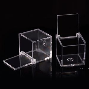 250 sztuk Grade Grade Clear Plastic Square Box Candy Box Flip Transparent Gift Packing Case Wedding Favor Pamiątki RRD11866