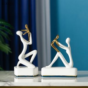 European Abstract Family Figure Statue Orn Creative Character Art Sculpture Decoration Ceramics Figurine Home Decor 210414