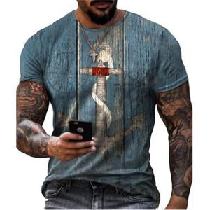 Men's T-Shirts Summer Short-sleeved T-shirt 3D Printing Pattern Blue Snake Casual