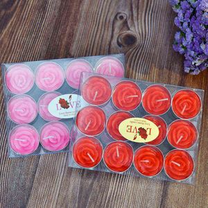 12pcs/Lot Rose Shape Coatle Light Candle for Wax Candle Dinnor Romantic Romantic Birthday Birthday Party Smokeless Smokeld