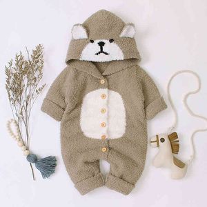 Baby Boys Girls Brown Bear Rompers Clothes Autumn Winter Infant Boy Girl Kids Knitting Long Sleeve 210429