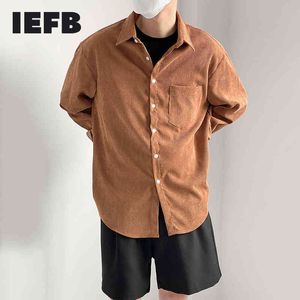 IEFB Männer Frühling Herbst Cord Langarm Shirts Koreanische Streetwear Trend Lose Kausalen Tops Für Männliche 9Y7088 210524