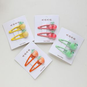 2pcs/lot Summer Fruit Watermelon Hair Clip Orange Pineapple Hairpins Carrot Banana Pins Accessories For Girls