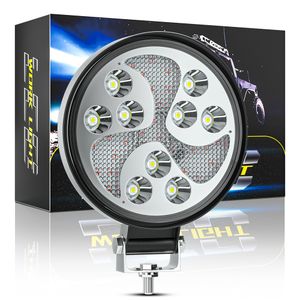 カーLEDワークライトバー4x4オフロードヘッドライト9SMD 9V-60VダブルカラーホワイトレッドフラッシュSUV ATV ATVオートバイフラッシュのスポットライト