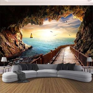 Tapestries Cave Path Tapestry Landscape Wall Hanging Family Room Decoration Living Bedroom Background 150X130cm