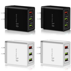 5V 3A 18W Eu US QC3.0 Fast Charging USB Wall charger 3 Ports Power Adapter For iphone 15 11 12 13 14 Samsung Huawei Andriod phone pc