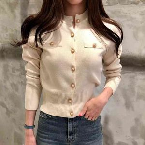 JMPRS Moda Donna Cardigan Maglione Primavera Maglia Manica Lunga Cappotto Corto Casual Monopetto Coreano Slim Chic Ladies Top 210830