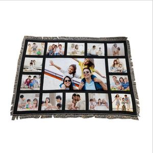 9 15 20 Grids Sublimation Blanks Blanket Plaid with Tassels Mat Heat Transfer Printing Sofa Throw Home Outdoor Blankets JJA209 SEA SHIPPING