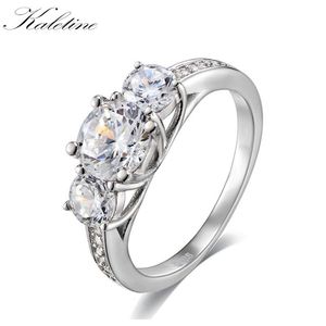 Cluster Rings Kaletine 925 Sterling Silver Jewelry Classic Engagement for Women Men 6.5mm Heart and Arrows 1 Cz Three Stone Ring