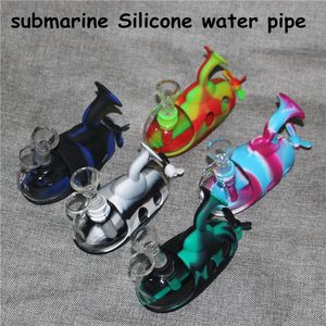 Submarino silicone tubos de vidro cachimbo aquece aquecedor de água fumo tubos erva cigarro bongo acessórios fumar