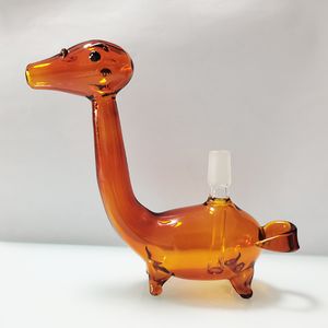 Bong in vetro da 5,9 pollici in narghilè Pipa ad acqua colorata Pipa da fumo cervo Bong in vetro spesso marrone percolatore con giunto maschio da 14 mm Ciotola trasparente per fumatori