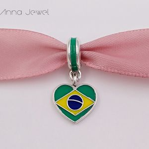 bedels parel kralen voor het maken van sieraden Brazilië HART VLAG pandora 925 zilveren hand enkelband vrouwen mens bangle kralen set ketting hanger verjaardagscadeaus 791911ENMX