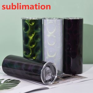 Sublimation peacock straight tumbler 20oz glitter tumblers stainless steel Cup double wall with lids and straw