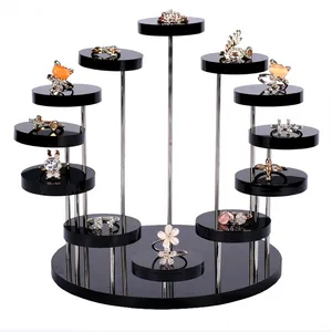 Hooks & Rails Multi-Layer Acrylic Ring Display Stand Earring Jewelry Holder Rack Gemstone Showcase Mini Anime Action Figure Storage Shelf