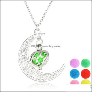 Pendant Necklaces & Pendants Jewelry Hollow Moon Necklace Opening Heart Locket For Women Girl Gift Diy Original 6 Colors Drop Delivery 2021