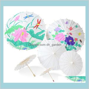 Household Sundries Home Garden Bridal Parasols White Paper Chinese Mini Craft Umbrella 4 Diameter 20 30 40 60Cm Wedding Umbrellas For