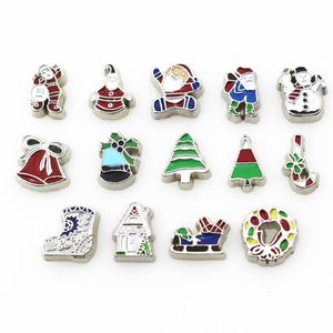 Misture christmas flutuantes encantos vivos Memória de vidro flutuante medalhões diy jóias 100 pcs / lote