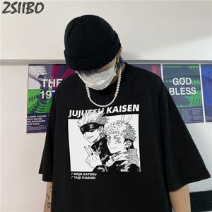 Harajuku män tshirt jujutsu kaisen tryckta unisex kortärmad t-shirt cool tecknad anime casual t-shirt manliga streetwear tops y0809