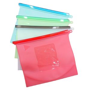 1000ml Silicone Food Storage Bag Riutilizzabile Stand Up Ziplock Contenitori ermetici a tenuta stagna per congelatore Cassetto frigorifero Carne vegetariana Sacchetti freschi Involucri JY0901