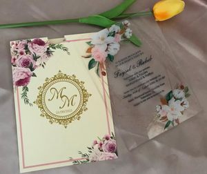 Andere gebeurtenisfeestartikelen Aangepaste acryl bruiloft uitnodiging stks uitnodigingen ivoorzakken enveloppen acryl uitnodiging transparante invitati