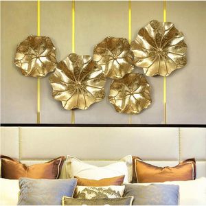 Wall Stickers Chinese Wrought Iron Lotus Leaf Hanging Crafts Accessories Decoration Home Livingroom Sticker Metal Mural Ornament Art