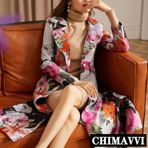 Women's Trench Coats High Quality Long Jacquard Elegant Ladies Autumn And Winter Coat Lapel Big Flower Royal Sister Black Windbreaker