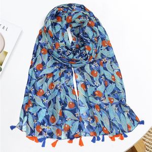 Moda donna Cherry Fruit Floral Nappa Scialle in viscosa Lady Stampa di alta qualità Wrap Pashminas Stola Bufandas Musulmano Hijab Snood