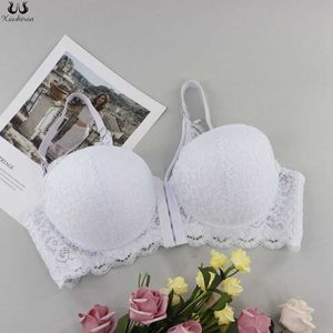 Xiushiren Fashion Front Closure Bras For Women Sexy Lingeries Comfort Push Up Bra Adjusted Lace Brassiere Underwire Bralette 210623