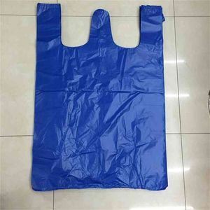 100pcs 26x 40cm Thickened Black Vest Plastic Bag Takeaway Shopping Packing Garbage With Handle Bag Kitchen Living Room Clean 210402