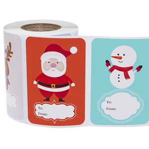 Boże Narodzenie Naklejki Prezenty Wrap Cartoon Print Snowman Elk 250 / Roll Urodziny Prezent Naklejki Wiadomości Etykiety