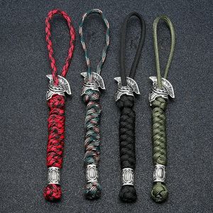 Viking Rune Bead Lanyard Keychain Outdoor Survival Paracord Rope Spartan Warrior Jewelry Handmade Car Key Knife Keyring