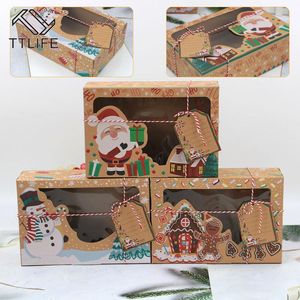 Gift Wrap 12Pcs/Pack Christmas Storage Paper Box Cookie Bakery Kraft Large Candy Birthdays Boxes Packaging Bags