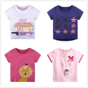 Casual Baby Girls Clothing Toddler Girl Koszulki Jumper Tee Koszula Summer Princess Girl's Bluzka T-shirt 100% bawełna 1 2 3 4 5 6 t 210413