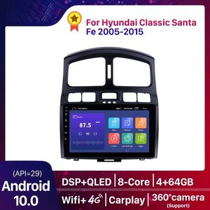 Bil DVD Multimedia Player Android 10.0 GPS 2din stereo för 2005 2006-2015 Hyundai Classic Santa Fe HD Touch Screen Head Unit