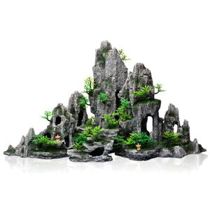 Multi-style Ornaments Rockery decorations Aquarium Artificial Resin Stone Landscaping Simulation Moss fish live Aquariums accessories